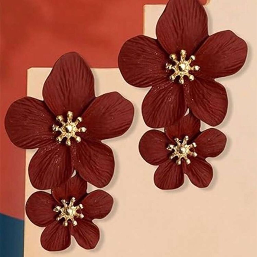3for$20 1pair Fresh Five-Petal Flower Double Layer Earrings